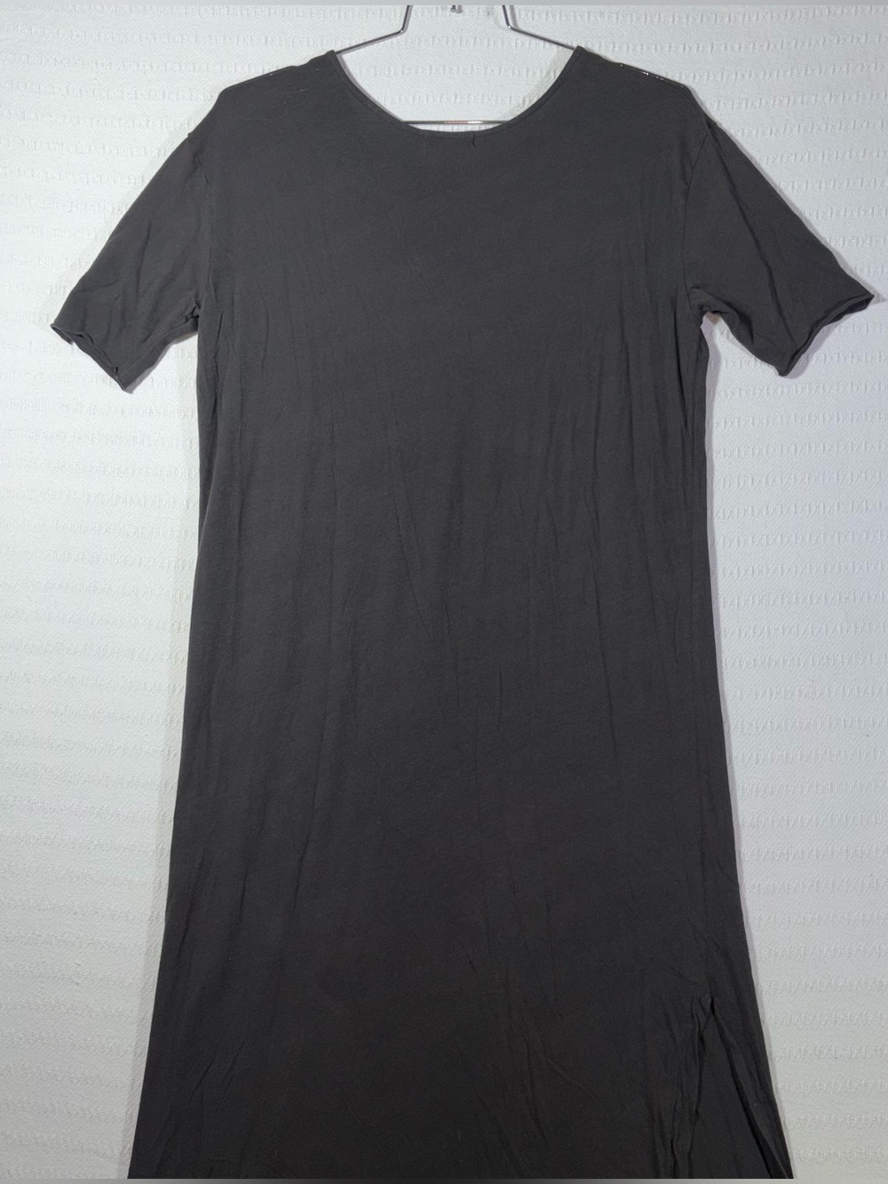 Black Crane Womens Long Tee Cotton Dress Size M Charcoal Grey Made in USA - Picture 5 of 10